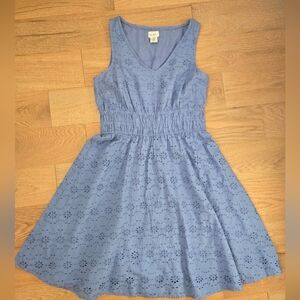 NWOT - Nicole Miller Blue A-Line Ruched Cotton Sundress